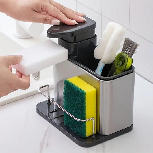 🧽 3-in-1 Kitchen Sink Caddy Stand – Organize, Dispense & Clean Easily