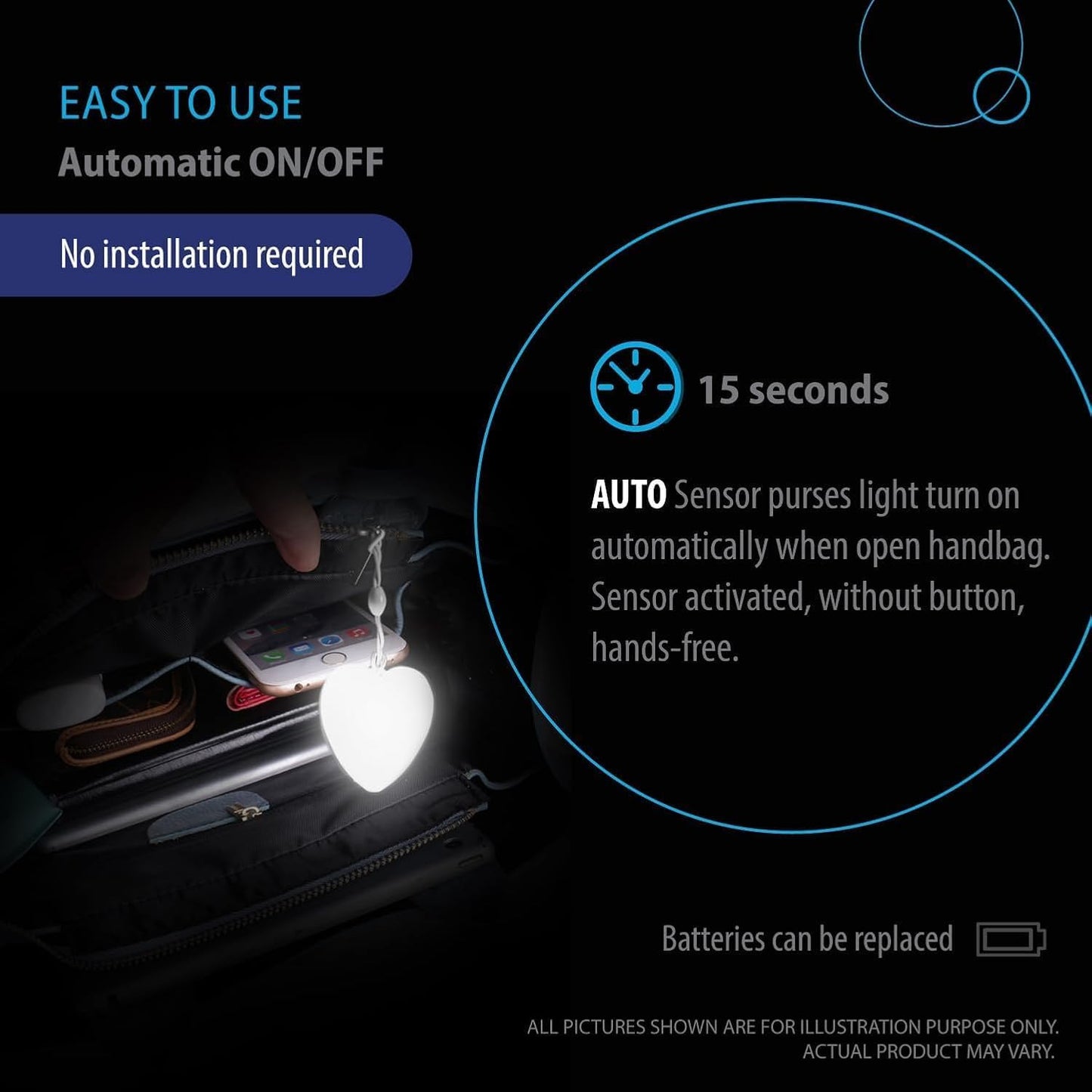 ❤️ Sensor Touch Heart Light – Mini LED Night Light for Bags & More