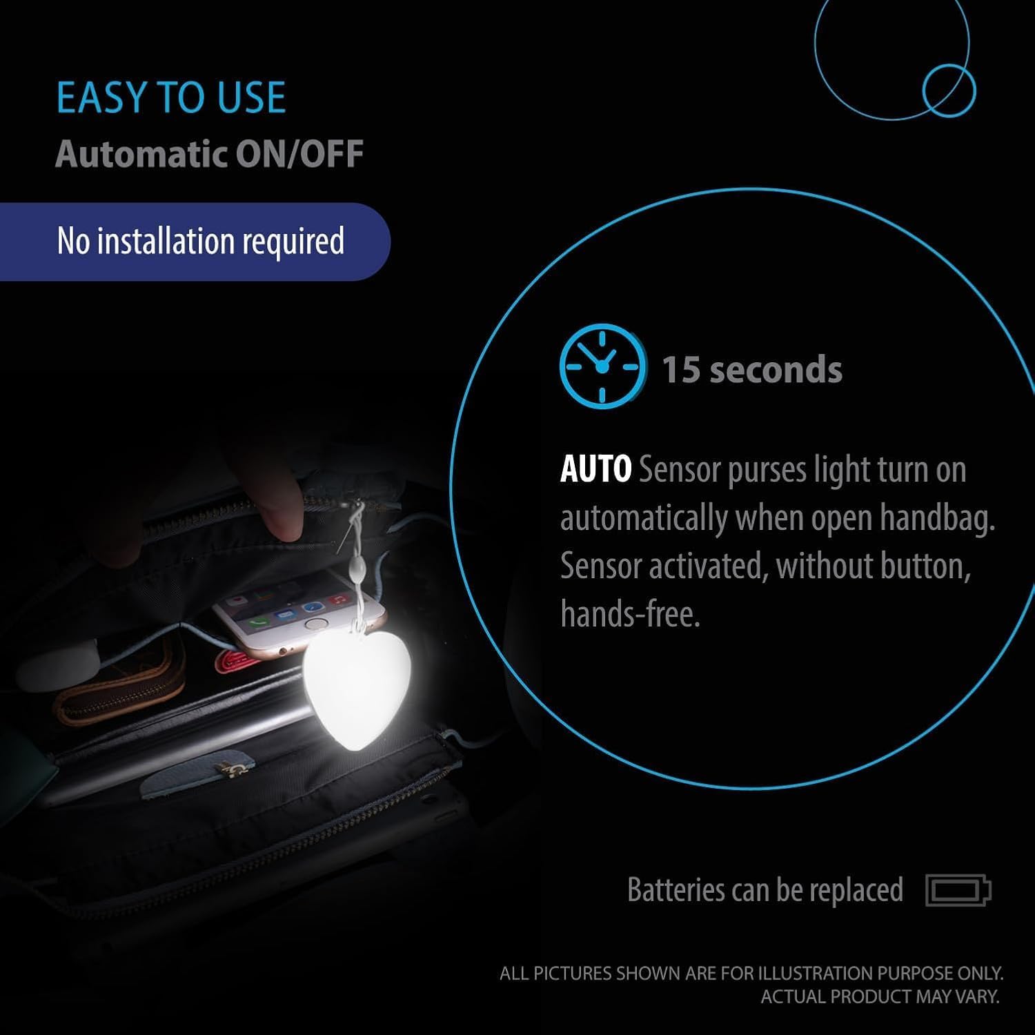 ❤️ Sensor Touch Heart Light – Mini LED Night Light for Bags & More