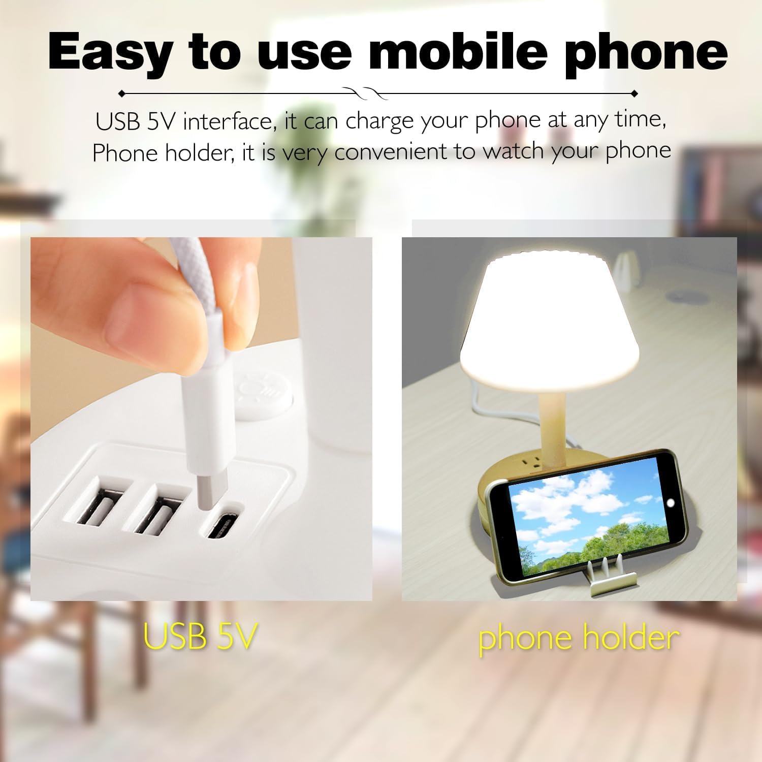 🌟 3-in-1 Dimmable LED Table Lamp – Light | Charge | Organise