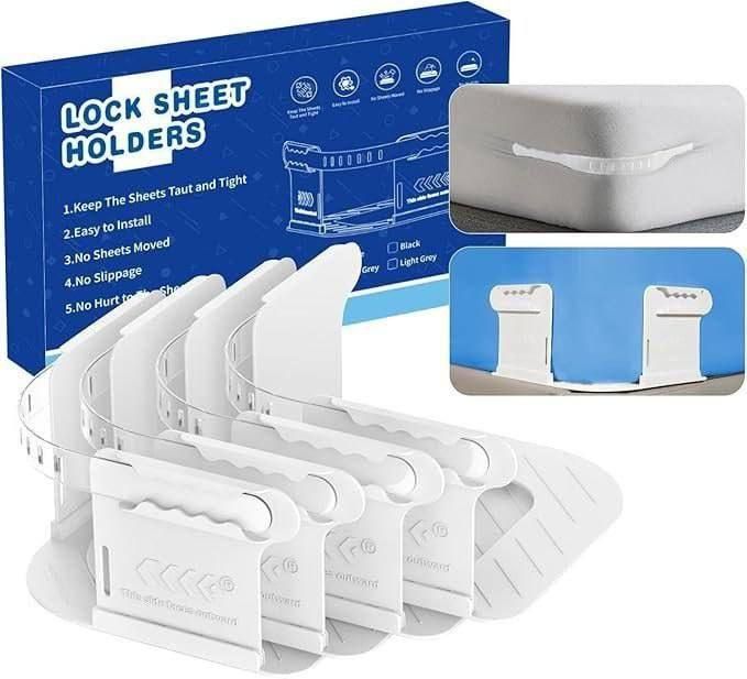 🛏️ Bedsheet Lock Holder (4pc) – Secure, Firm & Slip-Free Bedding Solution