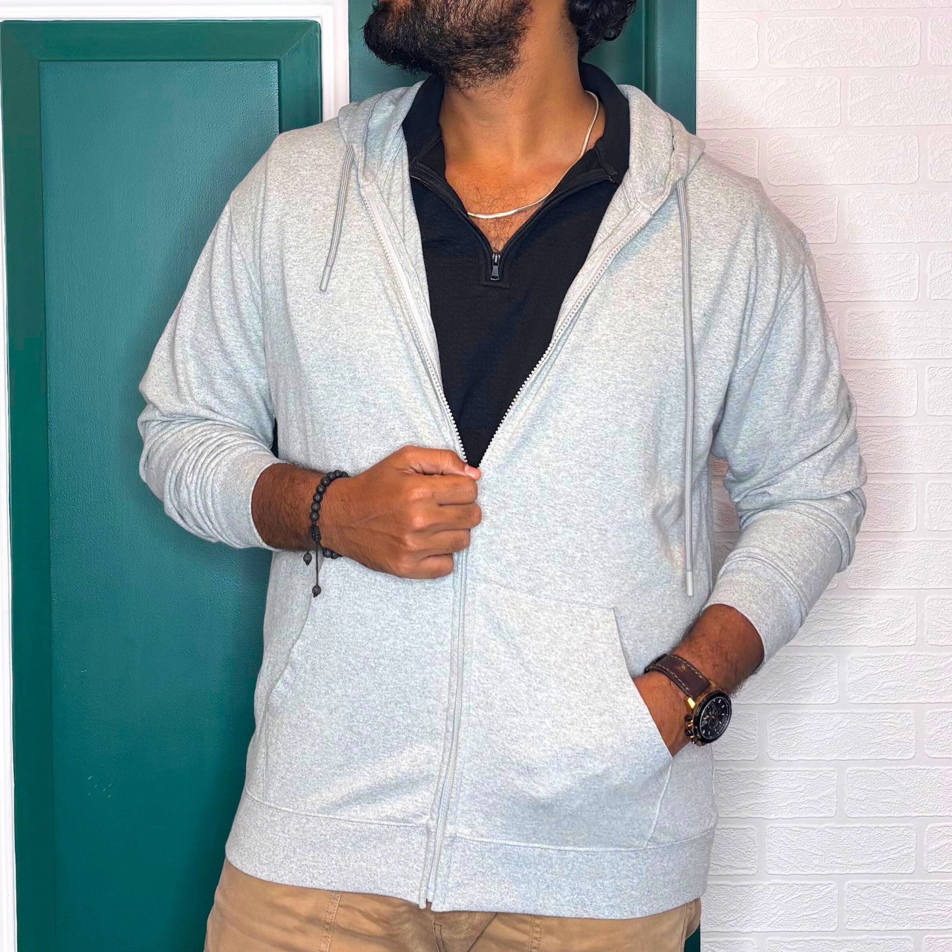 Solid Custom Backpack Zip Up Hoodie