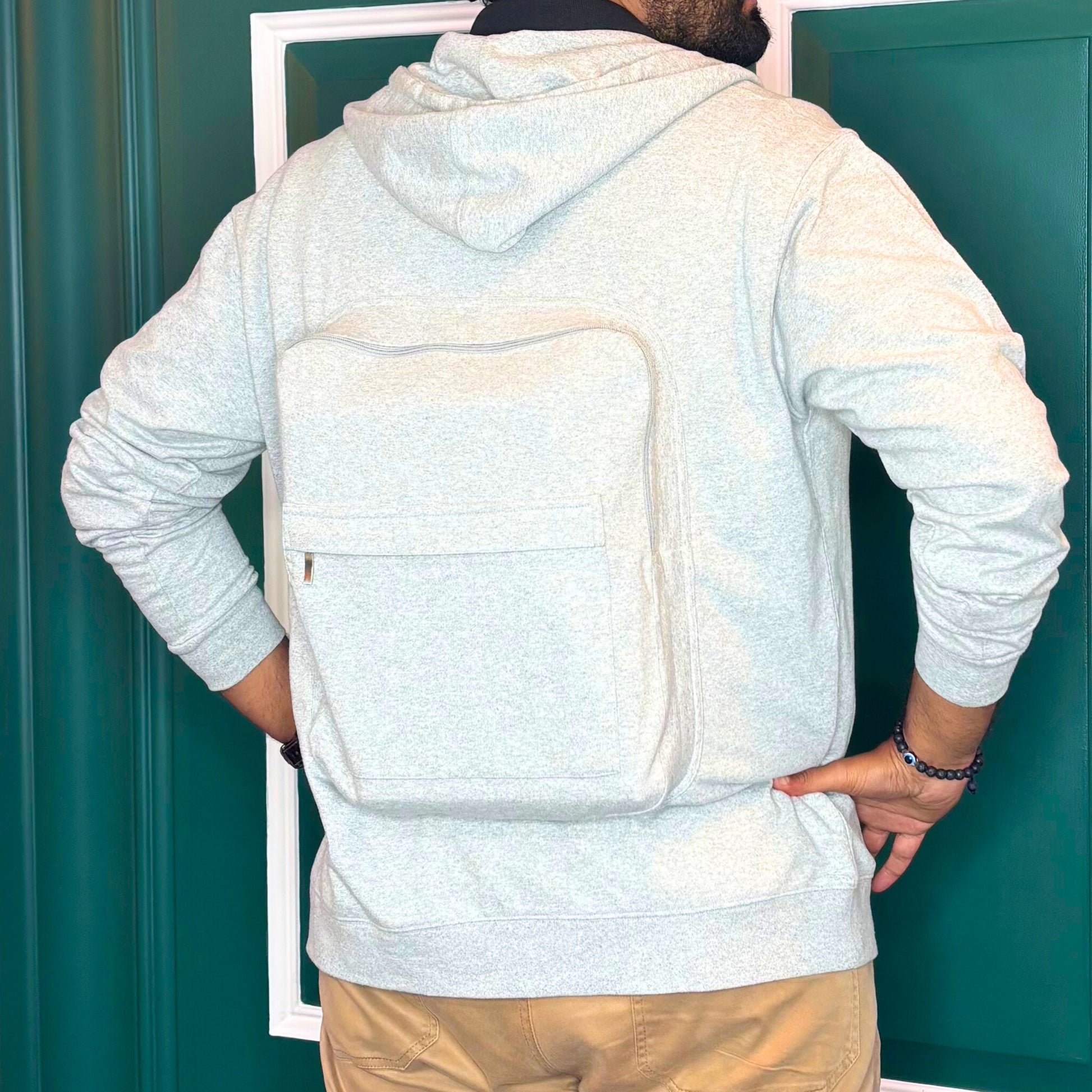 Solid Custom Backpack Zip Up Hoodie
