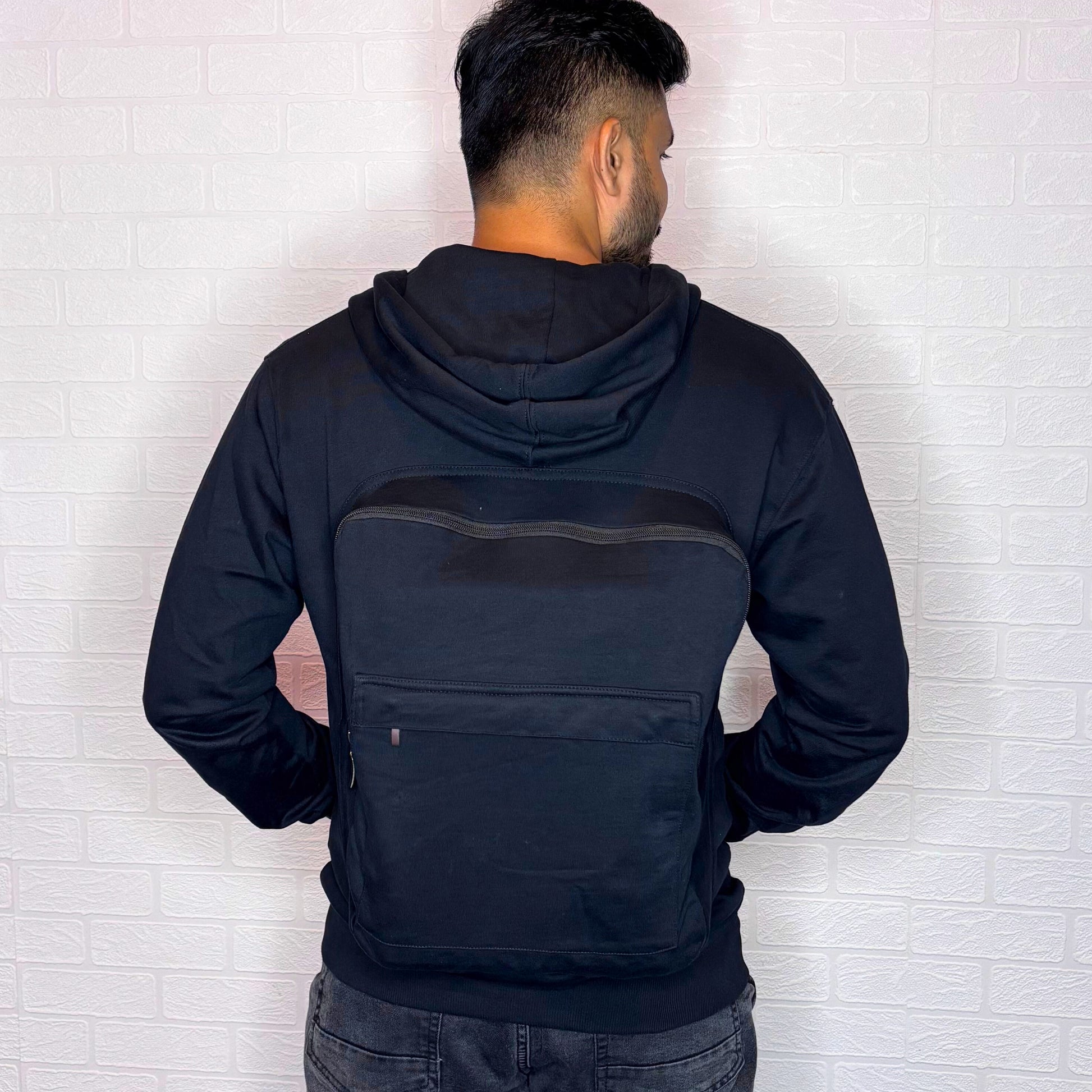Solid Custom Backpack Zip Up Hoodie